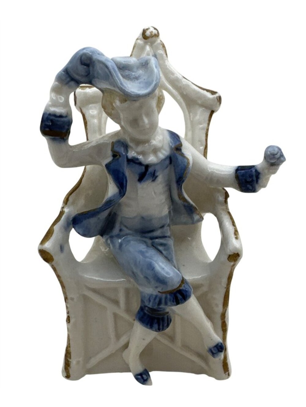 Antique German Porcelain Figurine G DEP Victorian Gräfenthal Rococo Blue White